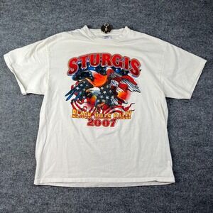 Delta Magnum Weight T Shirt Mens XL White Cotton Sturgis Eagle Black Hills Rally